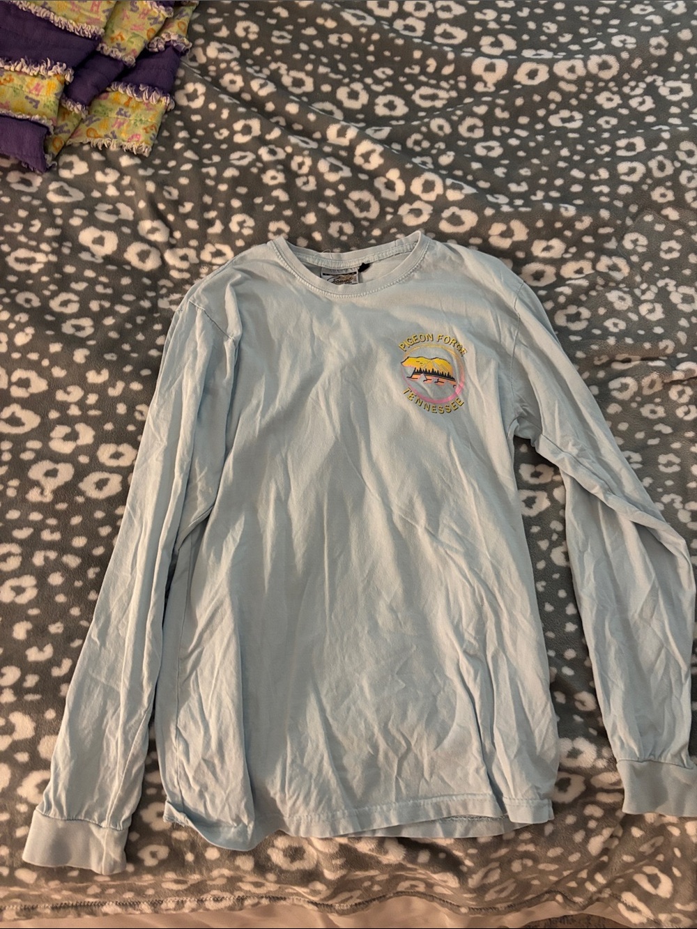 Light Blue Kids Long-Sleeve Graphic Tee